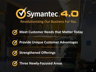 12
Revolutionizing Our Business For You
Meet Customer Needs that Matter Today
Provide Unique Customer Advantages
Strengthened Offerings
Three Newly-Focused Areas
12
 