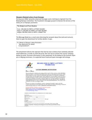 Symantec Monthly Spam Report