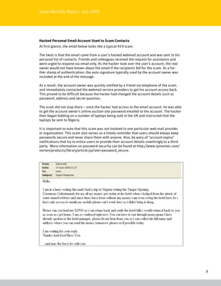 Symantec Monthly Spam Report