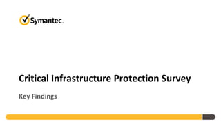 Critical Infrastructure Protection Survey
Key Findings
 