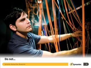 Do not…
21Symantec Backup Exec Blueprints
 