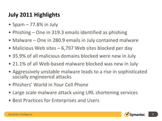 Symantec Intelligence Report July 2011