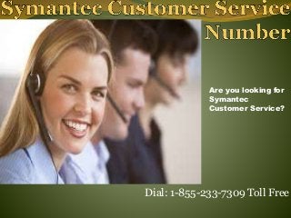 Dial: 1-855-233-7309 Toll Free
Are you looking for
Symantec
Customer Service?
 