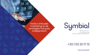 +33 1 53 32 17 13
www.symbial.fr
Institut d’études
marketing et de
sondages français,
indépendant
 