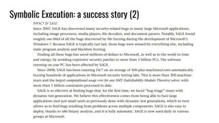 Symbolic Execution: a success story (2)
 
