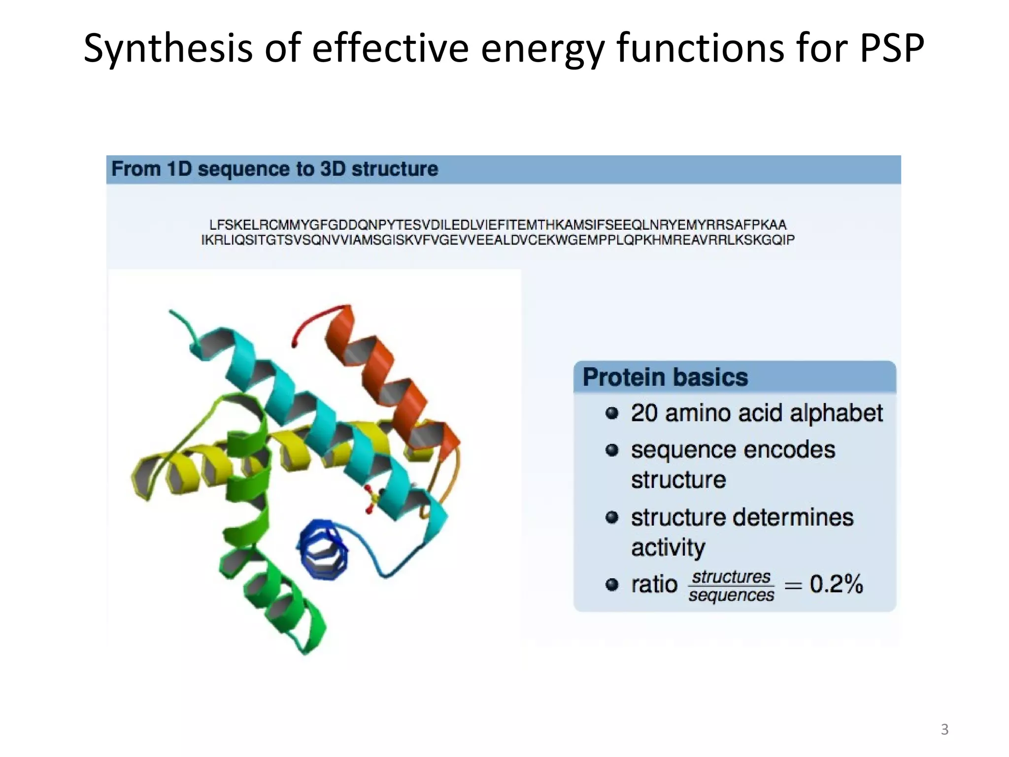 Synthesis of effective energy functions for PSP 