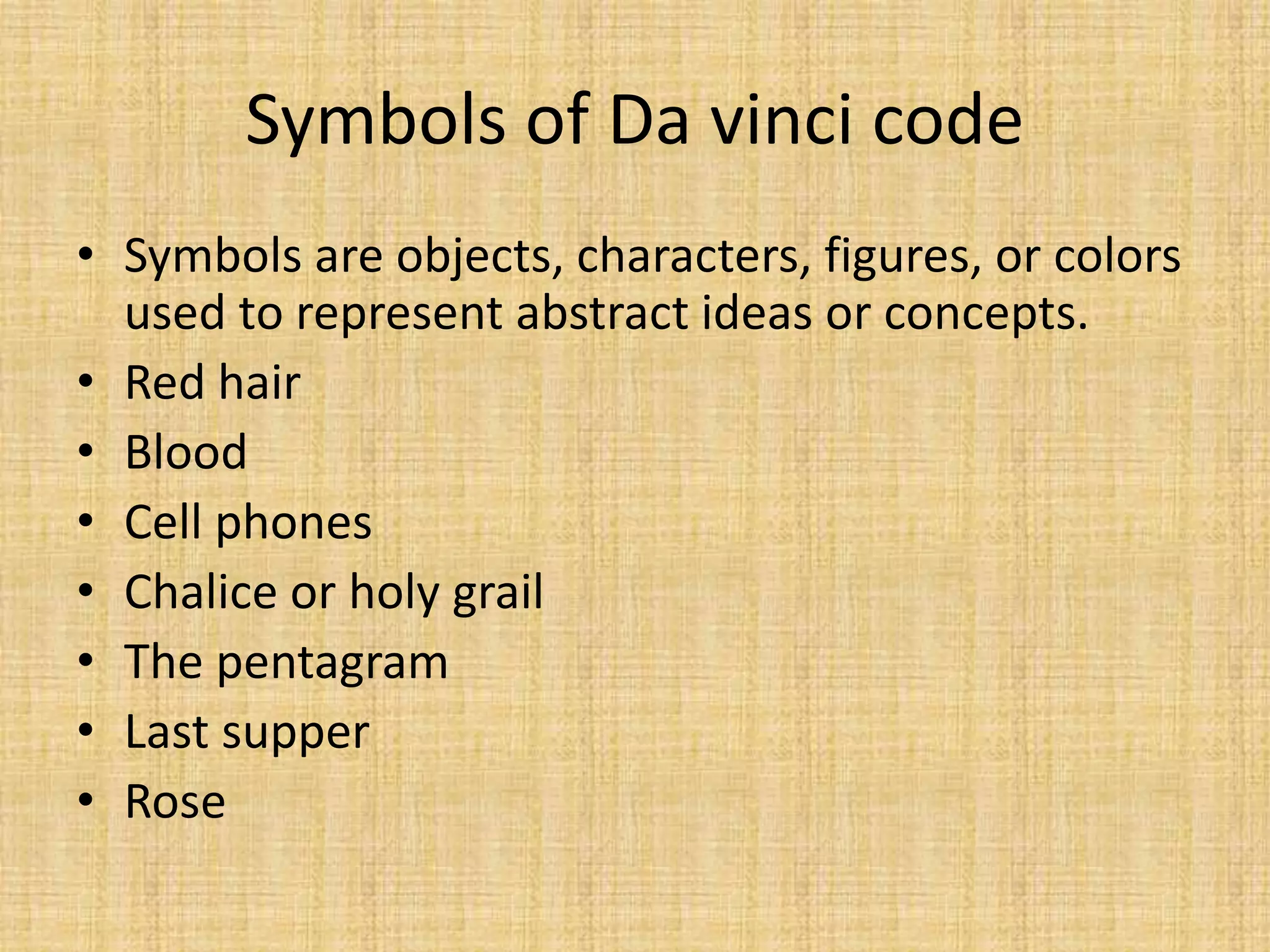 Symbolism in da vinci code presentation | PPT
