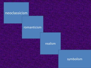 neoclassicism
romanticism
realism
symbolism
 