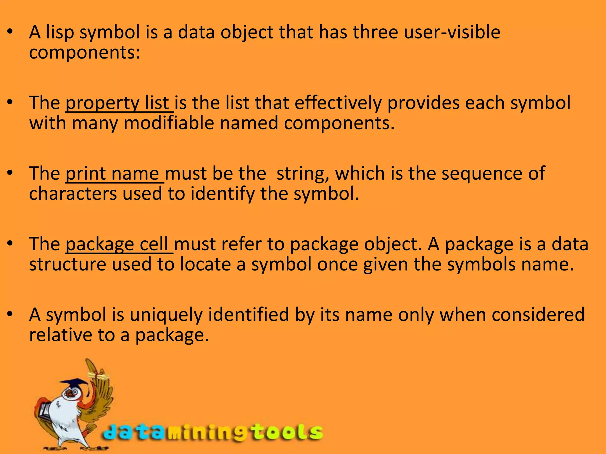 LISP: Symbols and packages in lisp | PPT