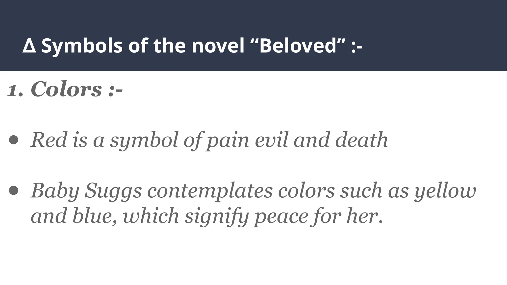 Symbols of the novel "Beloved" by Tone Morrison .pptx