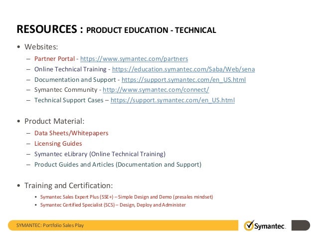 symantec portfolio sales play symantec technical support
