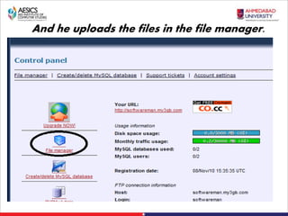 And he uploads the files in the file manager.
 