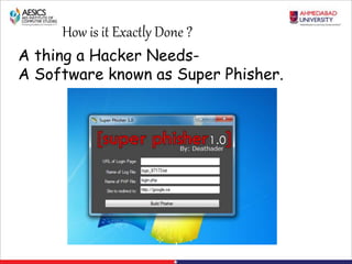 How is it Exactly Done ?
A thing a Hacker Needs-
A Software known as Super Phisher.
 