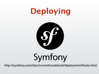Deploying
http://symfony.com/doc/current/cookbook/deployment/tools.html
 