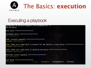 The Basics: execution
Executing a playbook
 