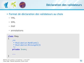 Déclaration des validateurs


         Format de déclaration des validateurs au choix
          
              YML
     ...