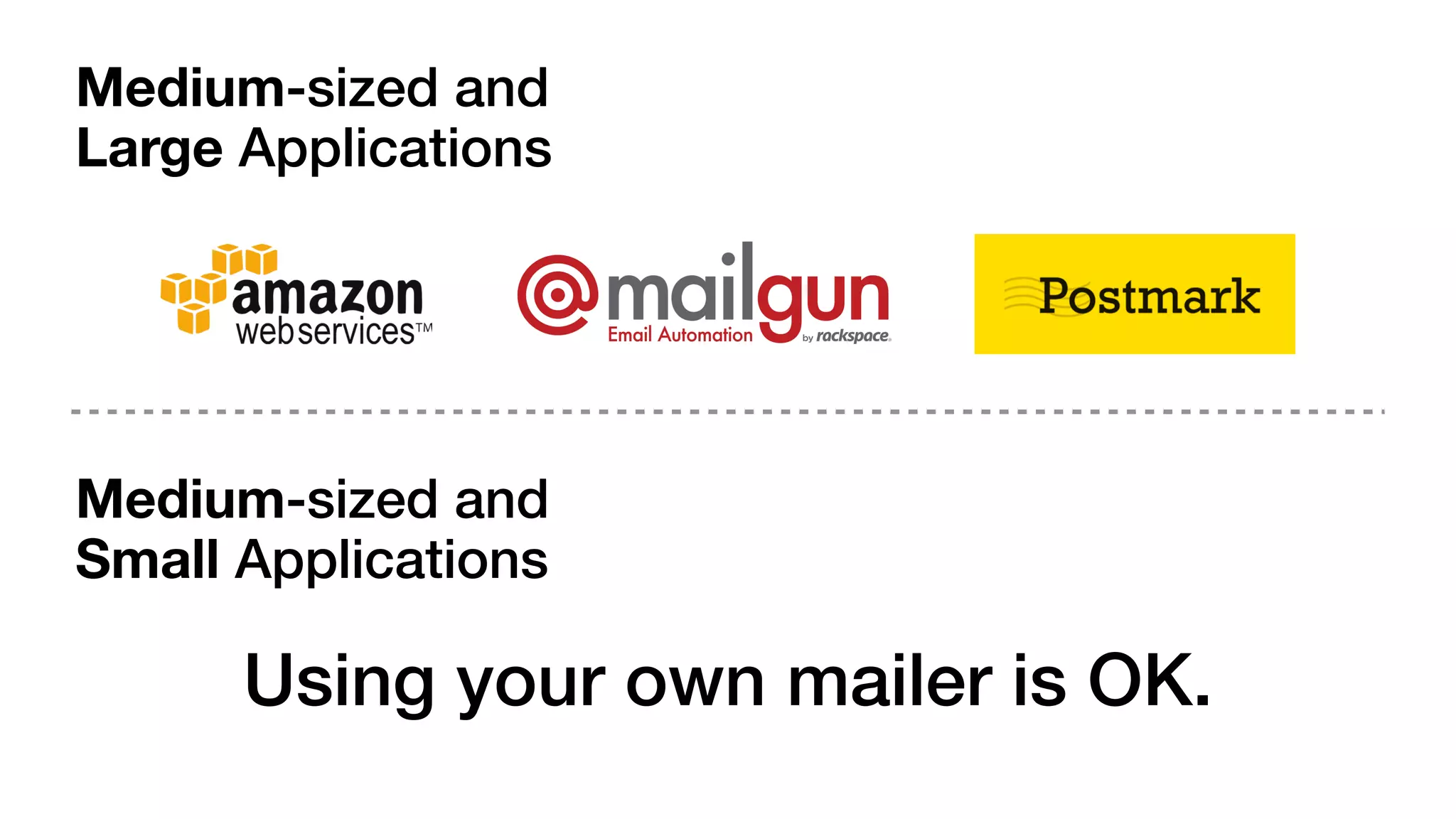 Medium-sized and 
Large Applications 
Medium-sized and 
Small Applications 
Using your own mailer is OK. 
 