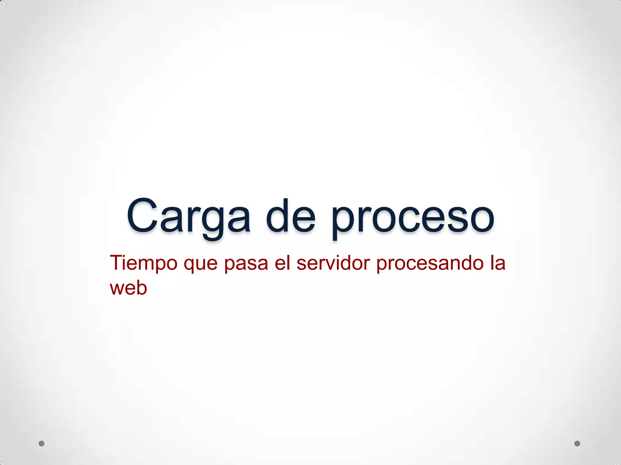 Carga de procesoTiempoquepasa el servidorprocesando la web