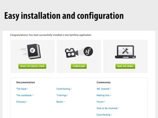 Design PatternsSymfonyisnoweasierto install and configurehttp://symfony.com/download