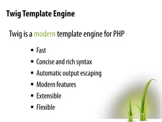 RequestHandlingclassDefaultControllerextends Controller{/**     * @Route("/schedule")     *@Template()*/public functionindexAction()    {        $title='ConferencesSchedule';returnarray('title'=> $title);    }}Template vars
