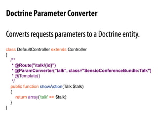 Template inheritance{%extends"::base.html.twig"%}{%blockbody%}    <imgsrc="/images/logo.gif" alt="Confoo 2011"/>{%blockcontent%}{%endblock%}{%endblock%}layout.html.twig