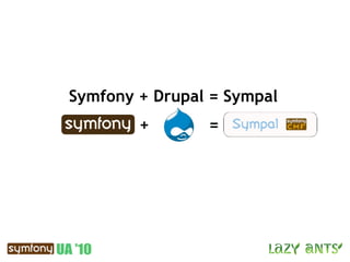 Symfony + Drupal = Sympal
        +       =
 
