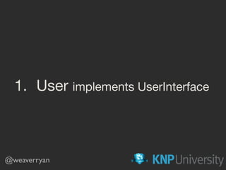 1. User implements UserInterface
@weaverryan
 