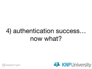 4) authentication success…
now what?
@weaverryan
 