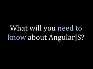 What will you need to 
know about AngularJS? 
 