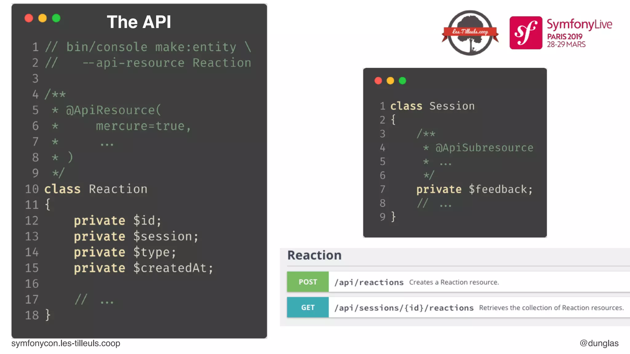 symfonycon.les-tilleuls.coop @dunglas
The API
 