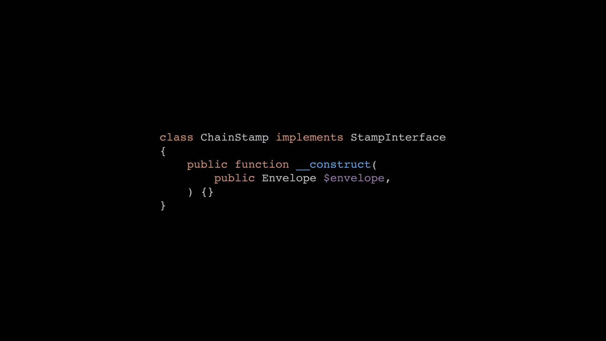 class ChainStamp implements StampInterface
{
public function __construct(
public Envelope $envelope,
) {}
}
 