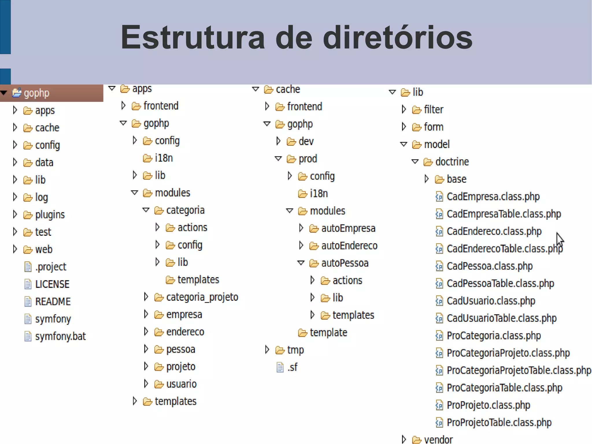 Framework para desenvolvimento web em PHP 5. O projeto começou em 2005 e teve como base outros projetos open source tais como; mojavi(MVC), propel(ORM), creole(Abstração de acesso a dados) e conceitos já existentes na framework ruby on rails, tais como scaffolding e helpers. Hoje os esforços giram em torno de uma arquitetura mais desacoplada com base em injeção de dependências. 