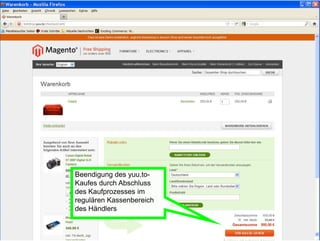 Beendigung des yuu.to-
Kaufes durch Abschluss
des Kaufprozesses im
regulären Kassenbereich
des Händlers
 