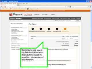 Beendigung des yuu.to-
Kaufes durch Abschluss
des Kaufprozesses im
regulären Kassenbereich
des Händlers
 