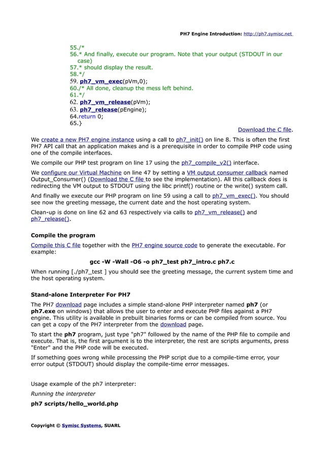 Introduction To Embedding The PH7 PHP Engine in a C/C++ Host ...