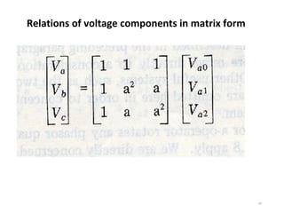 Symmetrical component method for 3 phase power representation