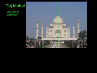 Taj Mahal
One Line of
Symmetry
 