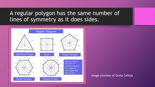 A regular polygon has the same number of
lines of symmetry as it does sides.
Image courtesy of Greta Calleja
 