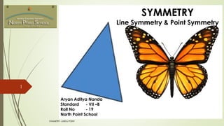 SYMMETRY –LINE & POINT
1
SYMMETRY
Line Symmetry & Point Symmetry
Aryan Aditya Nanda
Standard - VII –B
Roll No - 19
North Point School
 