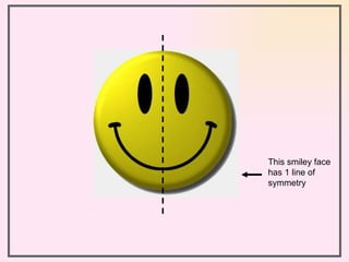 This smiley face has 1 line of symmetry 