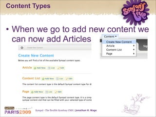 Sympal - The flexible Symfony CMS