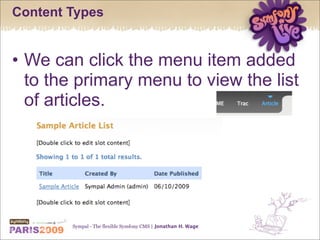 Sympal - The flexible Symfony CMS