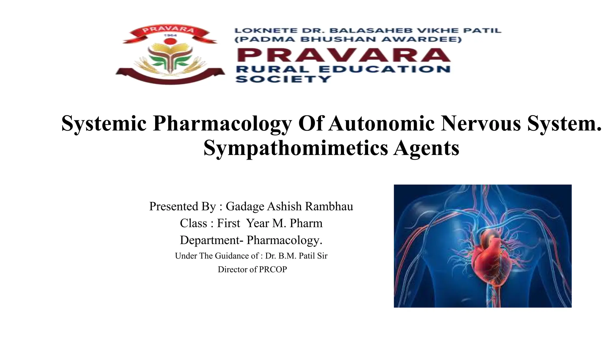 Systemic Pharmacology Of Autonomic Nervous System. Sympathomimetics ...