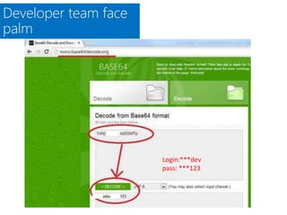 Developer team face
palm
v
v v
Login:***dev
pass: ***123
 