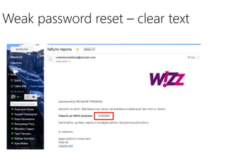 Weak password reset – clear text
 