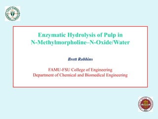 Enzymatic Hydrolysis of Pulp in N-Methylmorpholine–N-Oxide/WaterBrett RobbinsFAMU-FSU College of EngineeringDepartment of Chemical and Biomedical Engineering 