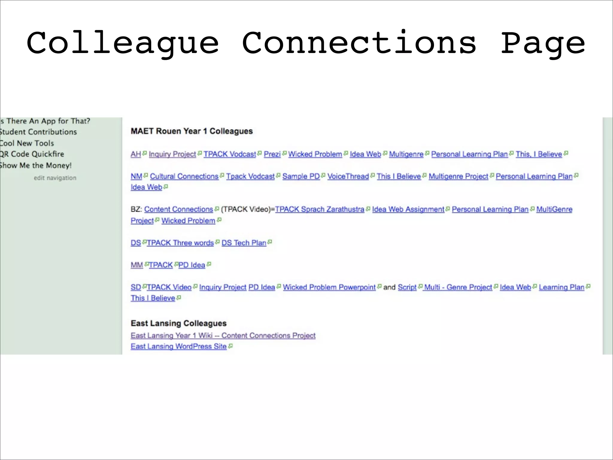 Colleague Connections Page
 