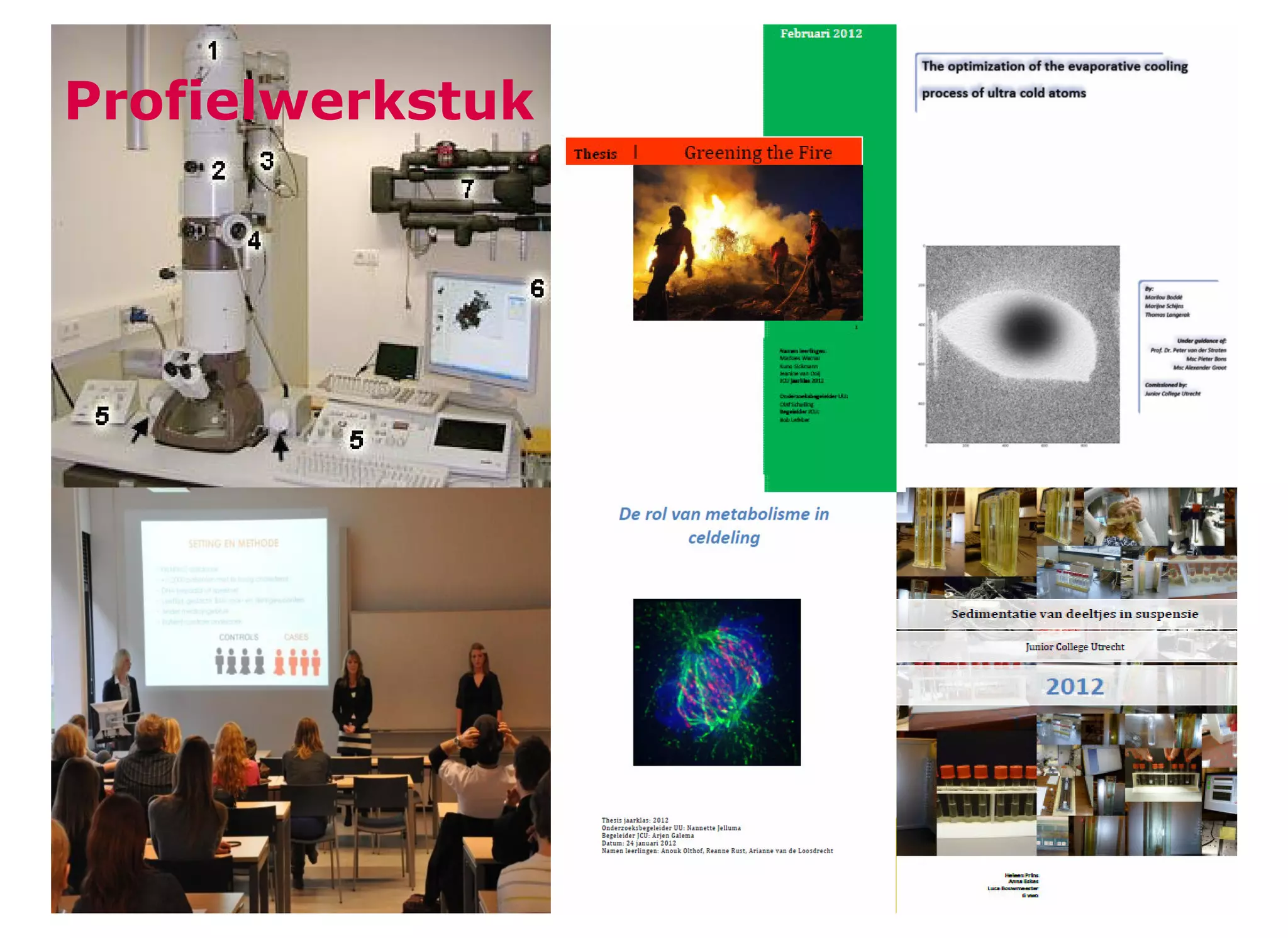 • Thesis:
• Onderzoek doen met
z’n drieën in de labs van
de universiteit
Profielwerkstuk
 