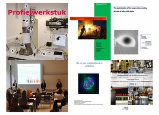 • Thesis:
• Onderzoek doen met
z’n drieën in de labs van
de universiteit
Profielwerkstuk
 