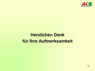 Herzlichen Dank
für Ihre Aufmerksamkeit

14

 